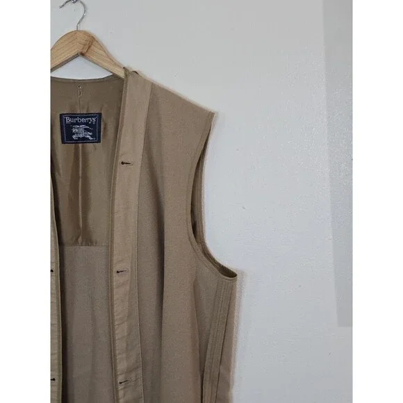 Burberrys Vintage Wool Trench Coat Liner Camel Removable Vest 100% Wool - Picture 2 of 9